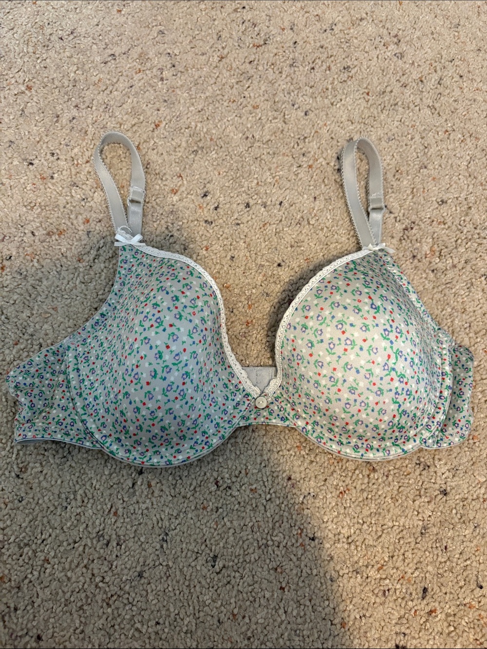 aerie Gray Floral Lightly Padded Katie Bra